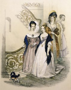 Queen Victoria on a Staircase with Ladies in Waiting