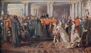 Queen Victoria Receiving Crimean War Veterans in Audience by English School