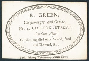 R Green, cheesemonger and grocer by English School