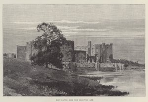Raby Castle, Side View from the Lake by English School
