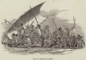 Raft of Gambier Islanders by English School