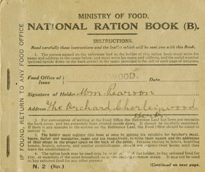 Ration Book for William Pearson, Chorleywood, Hertfordshire, 1919
