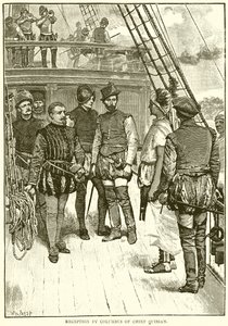 Reception by Columbus of Chief Quibian by English School