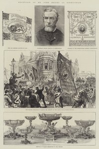Reception of Mr John Bright at Birmingham (engraving) by English School