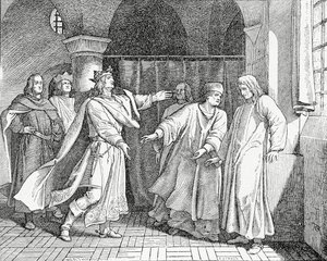 Reconciliation of Louis IV, King of the Romans, with Frederick the Fair, King of Germany in 1325, 1882 by English School