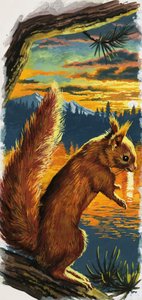 Red Squirrel by Lake by English School