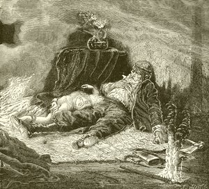 Remains of the Vikings Raid by English School