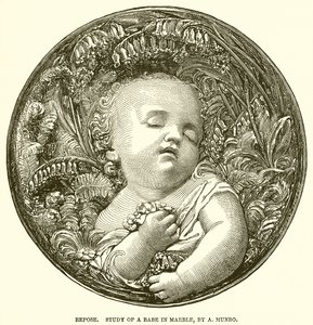 Repose. Study of a Babe in Marble by A. Munro by English School