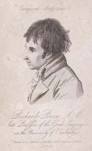 Richard Porson, English scholar, Professor of Greek at Trinity College, Cambridge