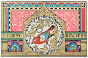 Robin, New Year Card by English School