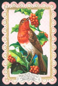 Robin Eating Berries by English School
