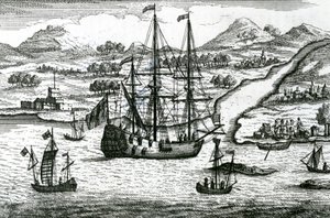 Robinson Crusoe Escaping Cambodia Enters a Port in the North Part of China by English School