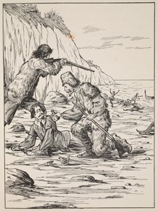 Robinson Crusoe and Friday rescuing the Spaniard by English School
