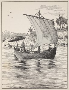 Robinson Crusoe on his boat