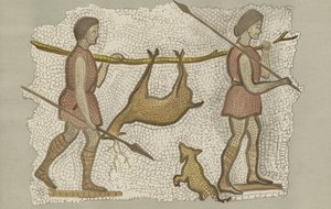 Roman mosaic, showing two men carrying a deer