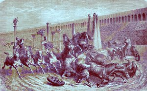 Roman Public Games Under the Empire - The Chariot Race in the Circus (illustration from The Illustrated History of the World, published c.1880) by English School