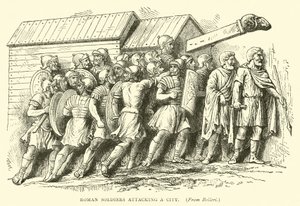 Roman Soldiers Attacking a City by English School