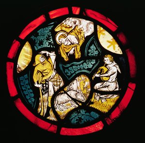 Roundel depicting the Annunciation to the Shepherds