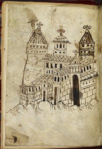 Romanesque building with three towers