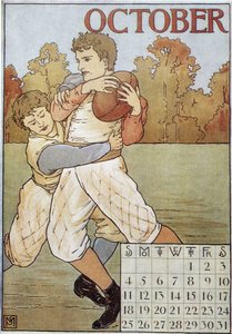 Rugbymen - English Calendar, circa 1895 by English School