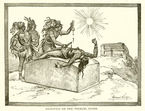 Sacrifice on the Techatl Stone by English School