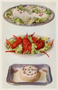 Salmon Mayonnaise; Lobster Salad; Fish Souffle by English School