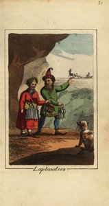 Sami People, Laplanders, Man and Woman of Lapland by English School
