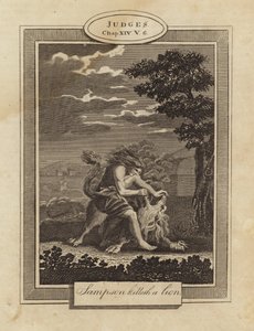 Samson kills a lion by English School