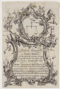 Robert Vincent Scale Maker, trade card by English School