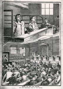Scene at the Old Bailey: The most sensational trial of the century - Oscar Wilde by English School