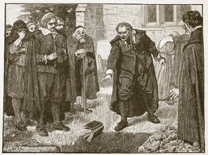 Scene at the funeral of Chillingworth, illustration from Cassell