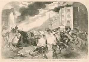 Scene at the late fire at the Camden Town Goods Station of the London and North-Western Railway by English School