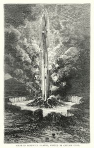 Scene in Sandwich Islands, visited by Captain Cook by English School