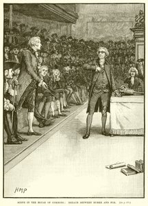 Scene in the House of Commons: Breach between Burke and Fox by English School