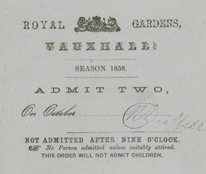 Season ticket, Vauxhall Gardens, London by English School