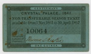 Season Ticket for Admission to the Crystal Palace, 1861-62 by English School