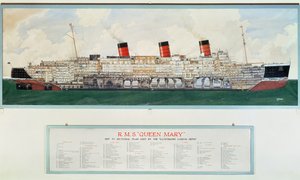 Sectional Plan of R.M.S. Queen Mary by G.Havis by English School