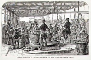 Serving of Dinner in the Oakum-Room of the Boys