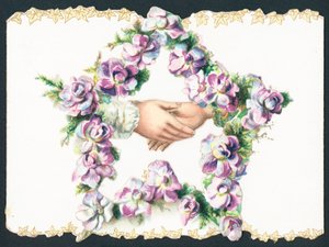 Shaking Hands inside Star of Flowers by English School