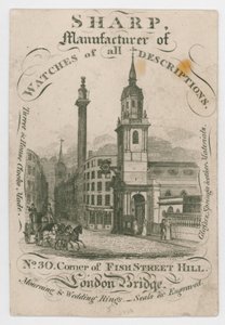 Sharp, Manufacturer of Watches, Trade Card by English School