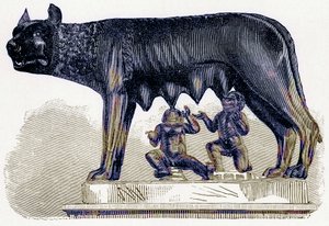 She-Wolf of the Capitol, Illustration from History of Rome by Victor Duruy, Published 1884
