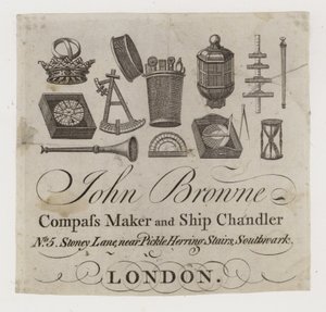 John Browne Ship Chandlers, trade card by English School