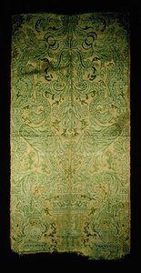 Silk and linen furnishing, late 17th century by English School