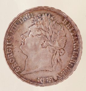 Silver English Crown, Reign of King George IV (1820-1830). Diam. 3.7 cm Naples, Museo Archeologico