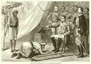 Sir David Ochterlony and the Ghoorka Messenger by English School
