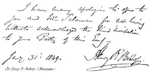 Sir Henry R. Bishop, Musician by English School