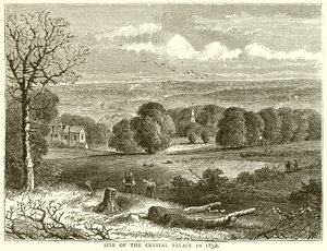 Site of the Crystal Palace in 1852 by English School