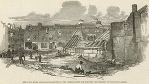 Site of the model lodging house, erected by the General Society for Improving the dwellings of the working classes by English School