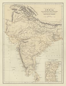 Sketch Map of India Illustrating the History from the Earliest Period to the Battle of Plassy by English School