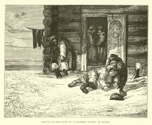Sketch at the Door of a Country Tavern in Russia by English School